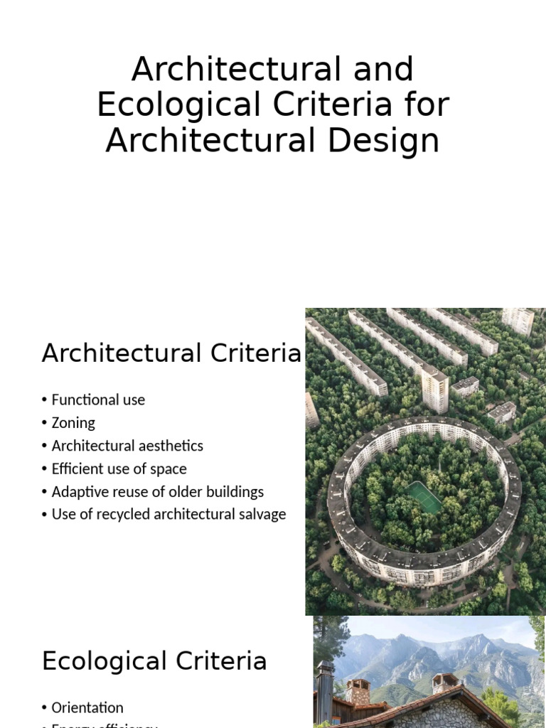 Architectural and Ecological Criteria For Ecologic Design | PDF