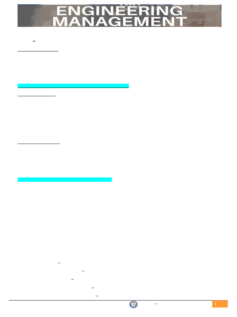 Week 1 Field of Engineering Management | PDF | Engineering | Résumé