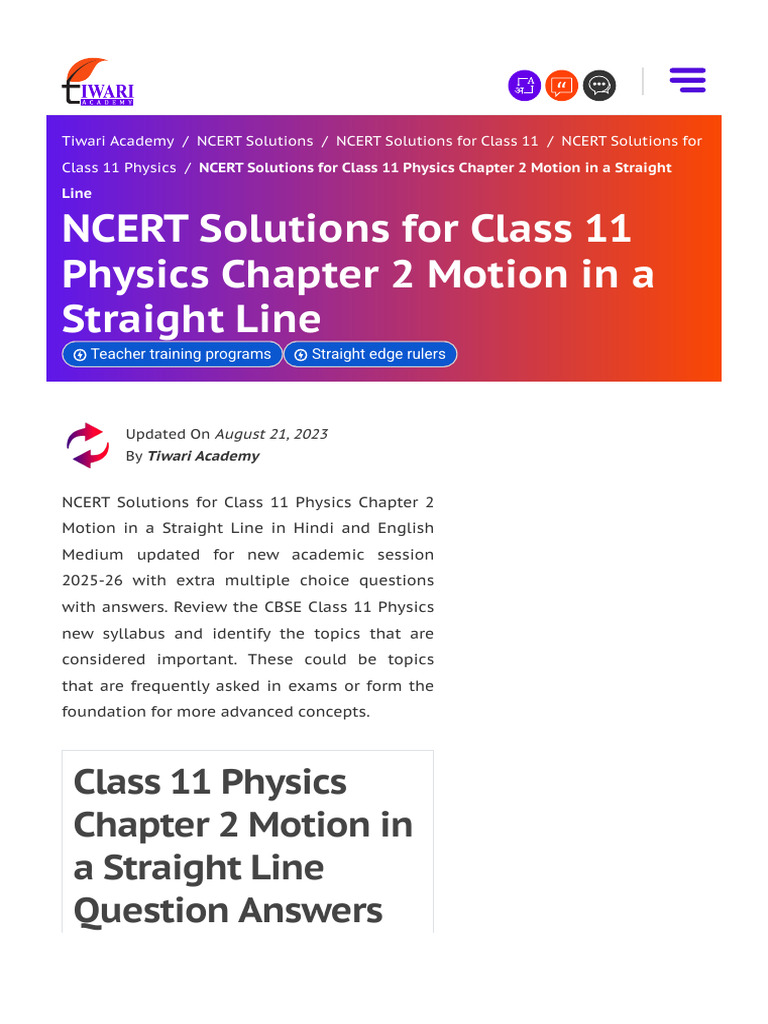 Class 11 Physics Ch 2 Solutions | PDF | Velocity | Speed