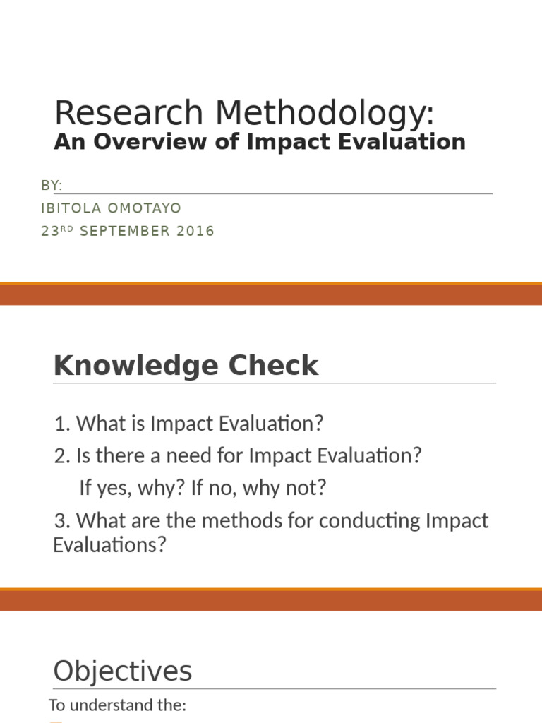 Overview of Impact Evaluation Methods | PDF | Evaluation | Scientific ...