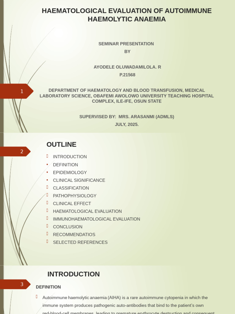 Autoimmune Hemolytic Anemia Evaluation | PDF | Body Fluids | Medical ...