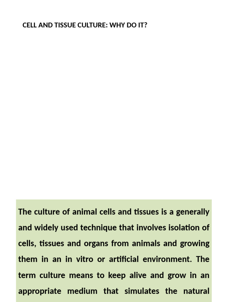 Understanding Cell and Tissue Culture | PDF | Cell Culture | Growth Medium