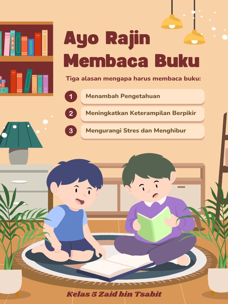 Ayo Rajin Membaca Buku Poster Krem Dan Coklat Ilustratif Sederhana | PDF