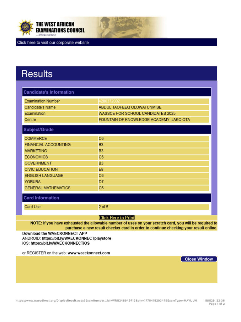 WAEC 2025 Result Checker Guide | PDF