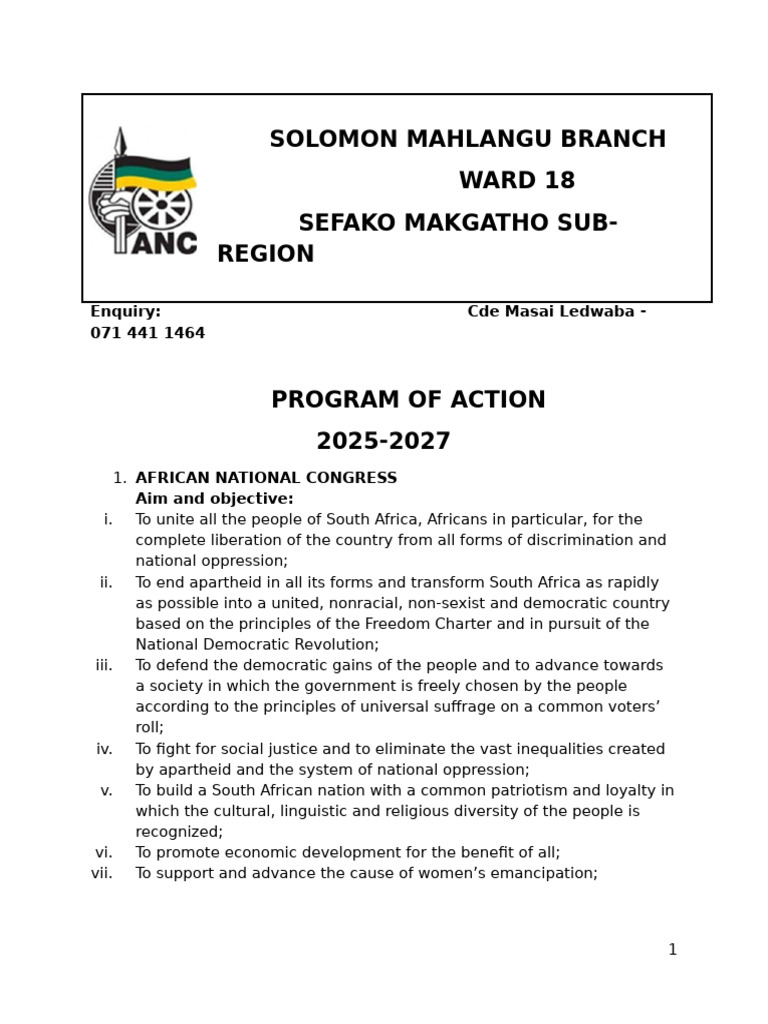 ANC Programme of Action 2025-2027 | PDF | African National Congress ...