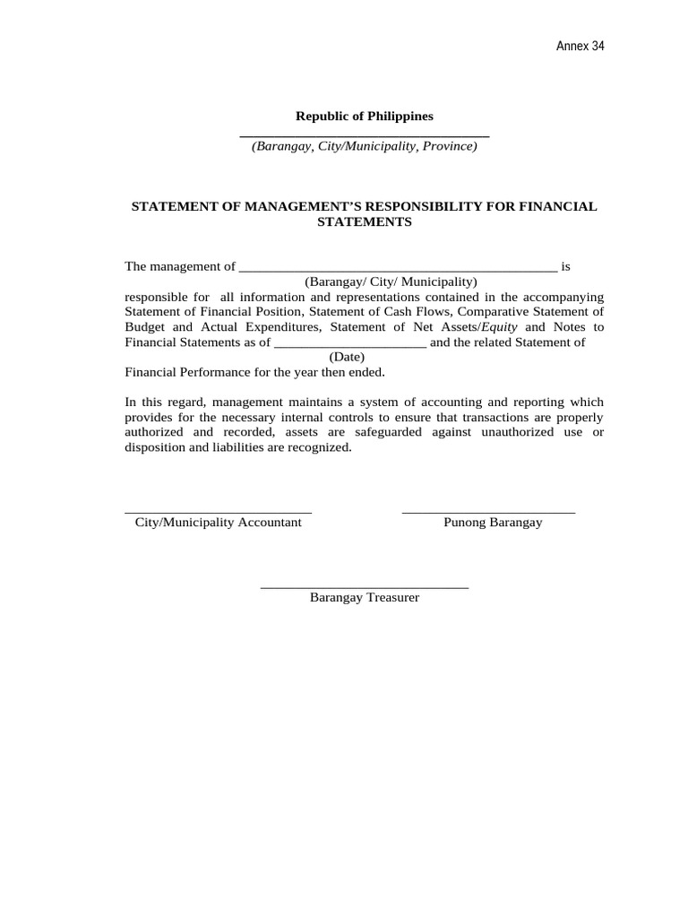 Statement of Management Responsibility | PDF