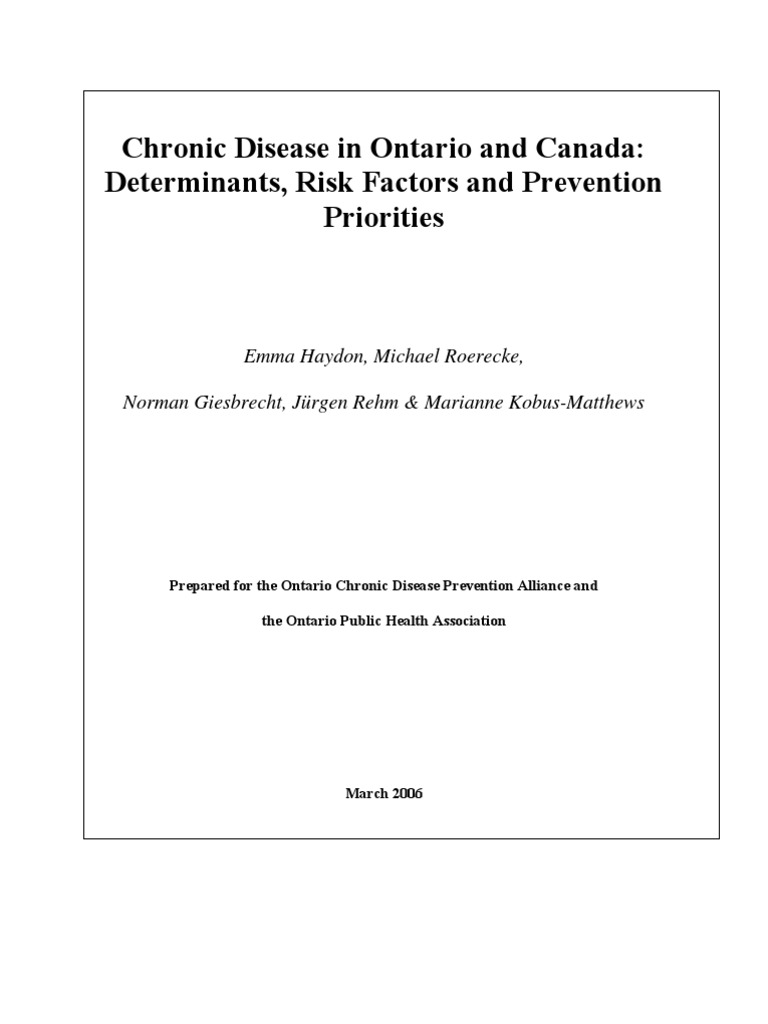 Chronic Disease Prevention in Ontario | PDF | Chronic Condition | Cancer
