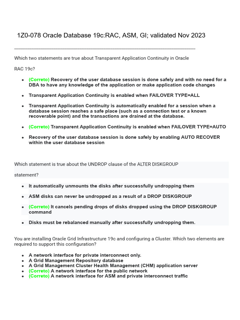 Oracle RAC 19c: Transparent Application Continuity | PDF | Computer ...