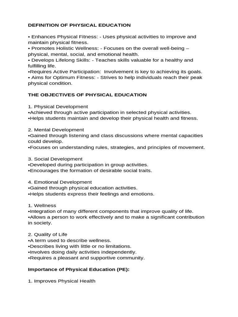 Understanding Physical Education Benefits | PDF | Physical Fitness ...