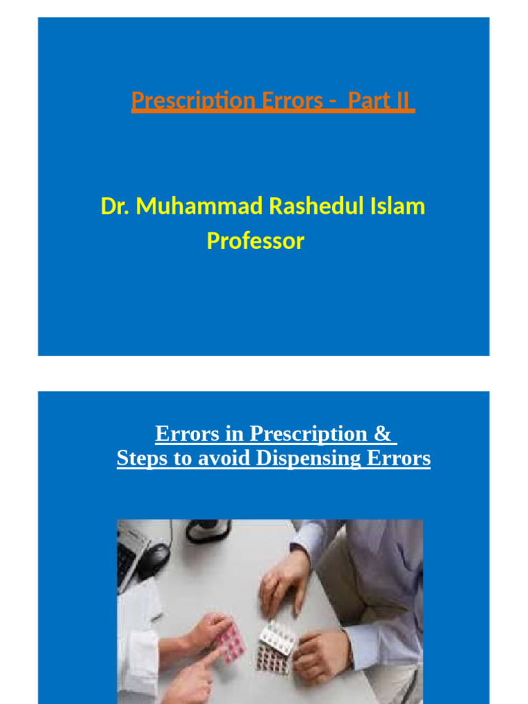 Prescription Errors - Part II | PDF | Medical Prescription | Dose ...