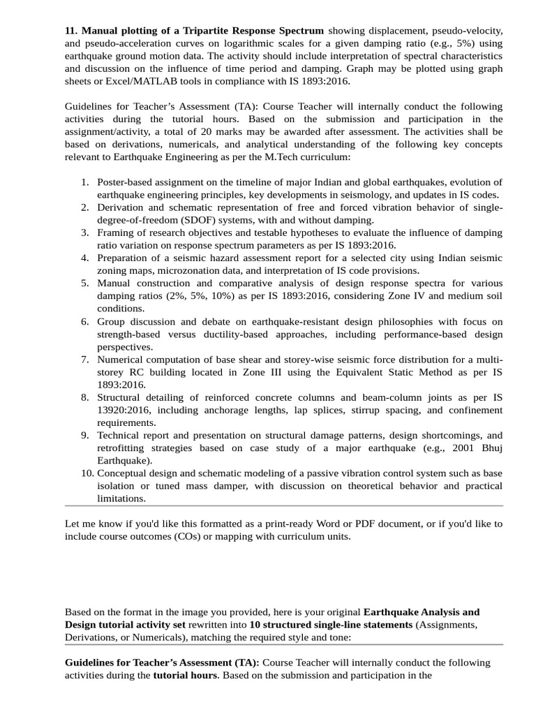 Earthquake Response Spectrum Analysis | PDF | Earthquake Engineering ...