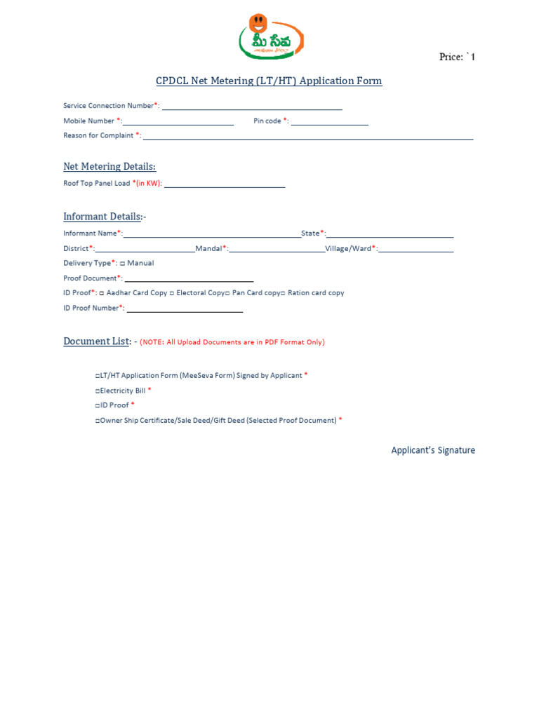 CPDCL Net Metering Application Guide | PDF