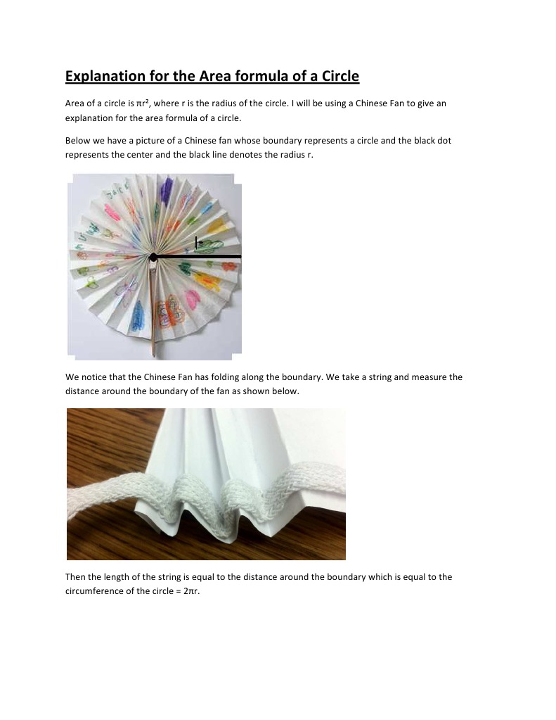 Area of a Circle Explained with Fan | PDF