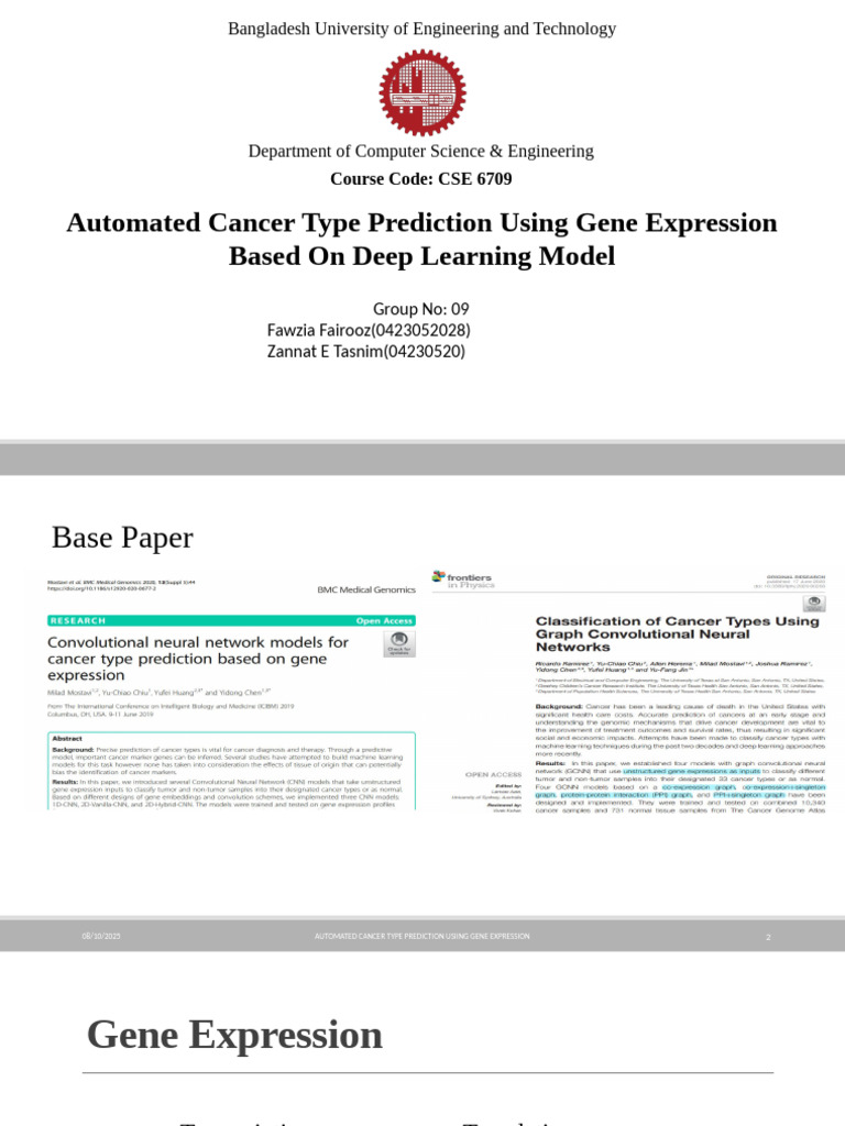 Bio Final Presentation18-28 | PDF | Deep Learning | Gene Expression