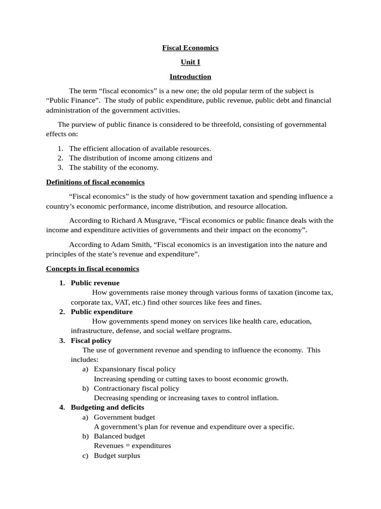 Understanding Fiscal Economics and Policy | PDF | Fiscal Policy ...
