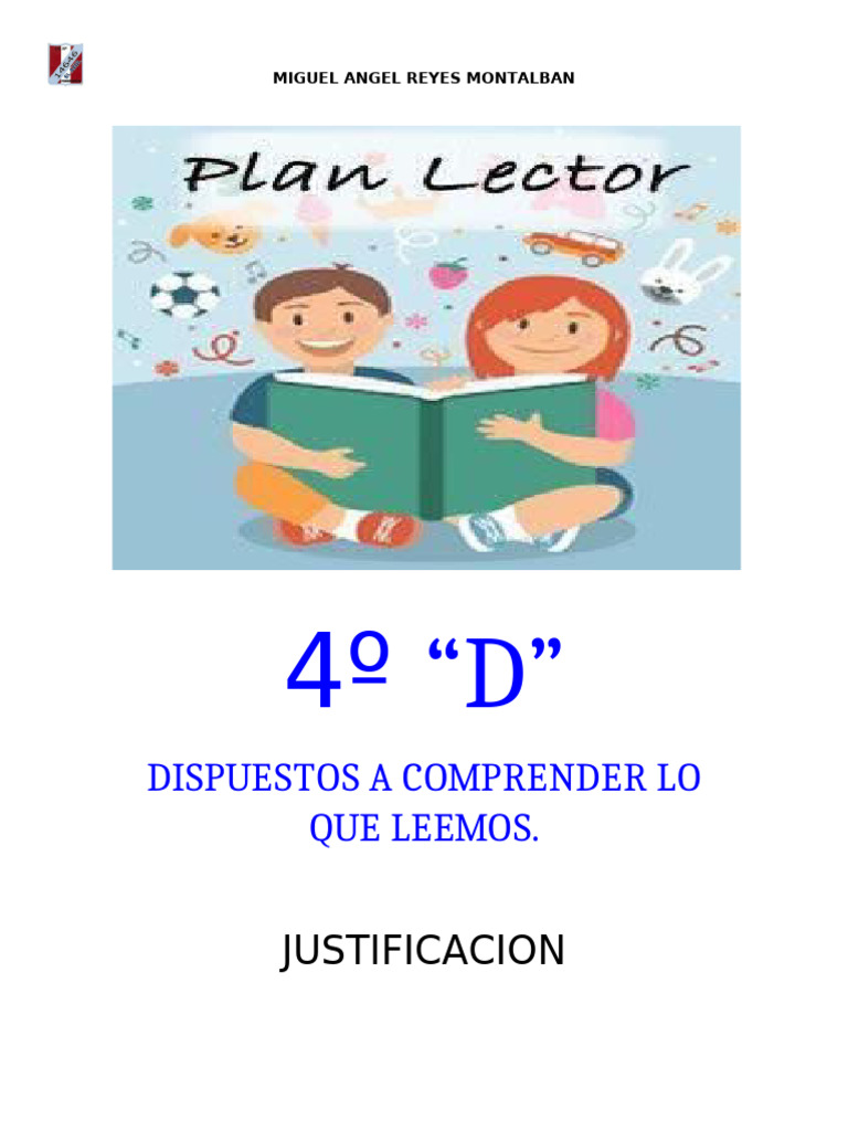 Plan Lector para Cuarto Grado “D” | PDF | Comprensión lectora ...
