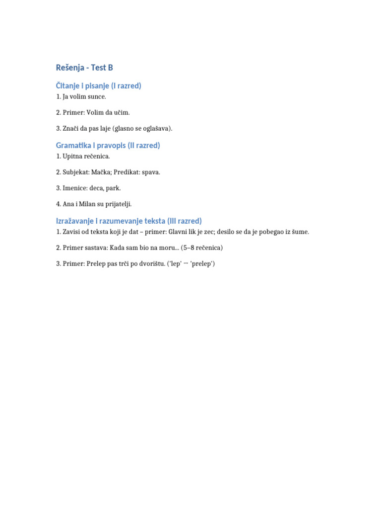 Resenja Test b | PDF