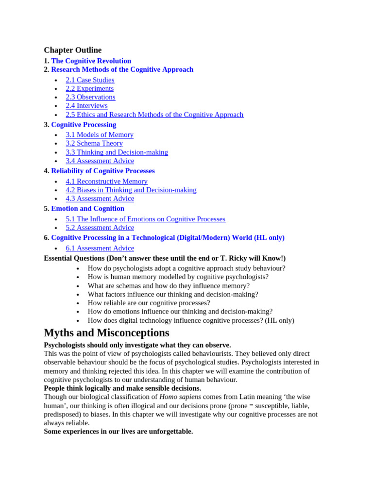 Cognitive Psychology Research Methods Explained | PDF | Schema ...