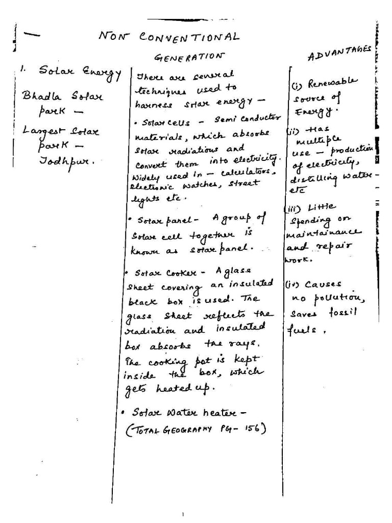Non Conventional Energy Notes | PDF