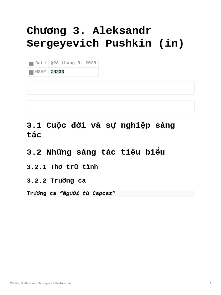 CHNG 3. Aleksandr Sergeyevich Pushkin (In) | PDF