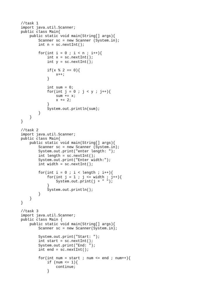 Java Programming Tasks and Solutions | PDF | Computer Programming ...