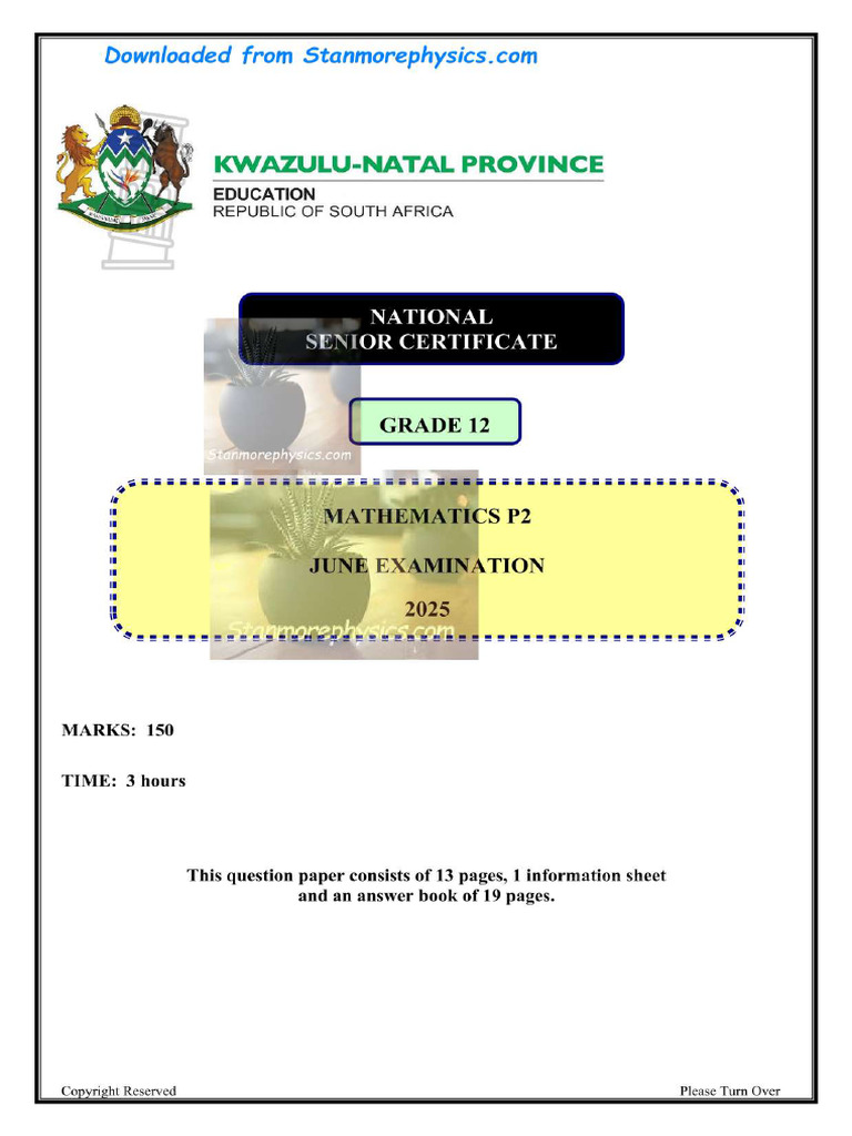 KZN Maths Grade 12 June 2025 P2 and Memo | PDF