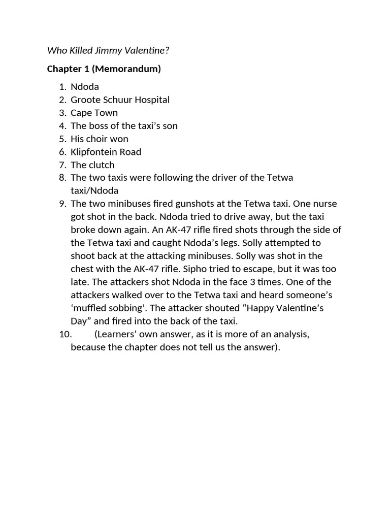 Who Killed Jimmy Valentine