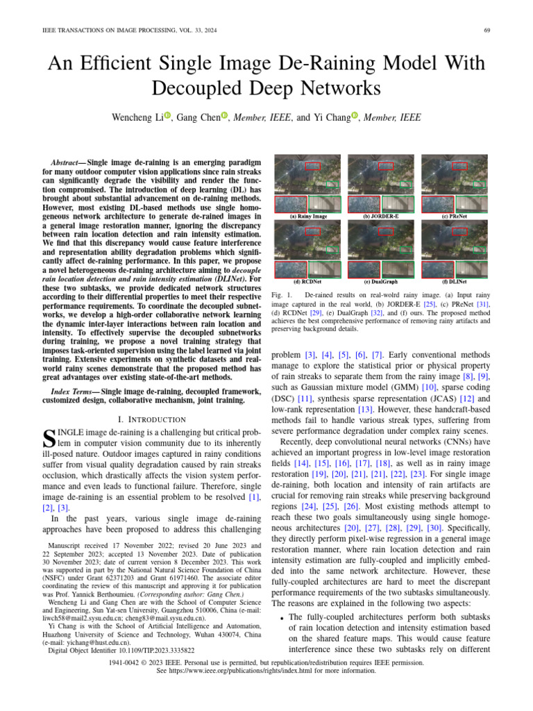 An Efficient Single Image De-Raining Model With Decoupled Deep Networks ...