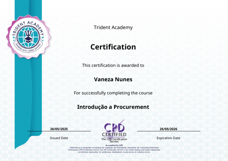 Procurement Course Certification Awarded | PDF