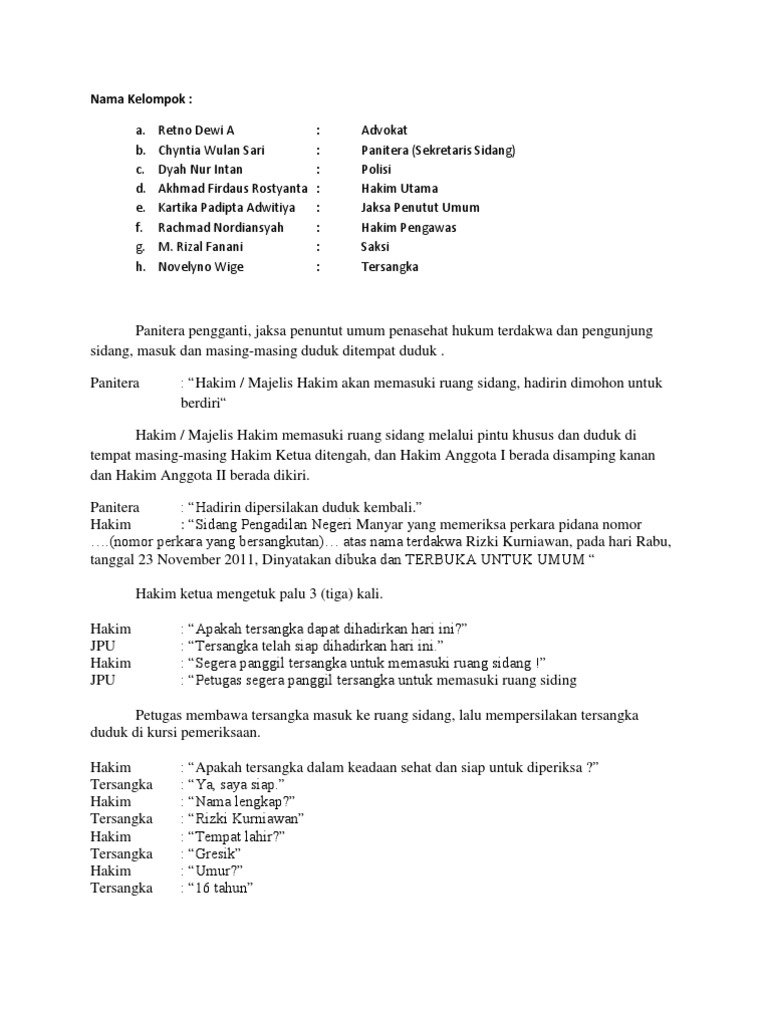 teks sidang pidana