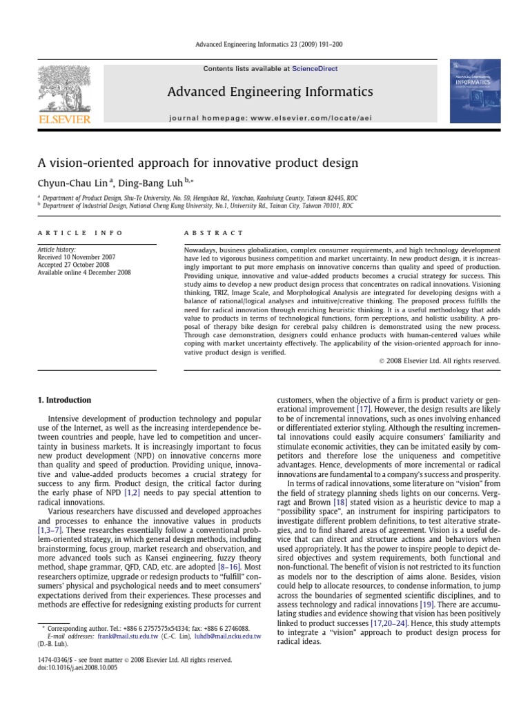 A Vision-Oriented Approach For Innovative Product Design | PDF ...