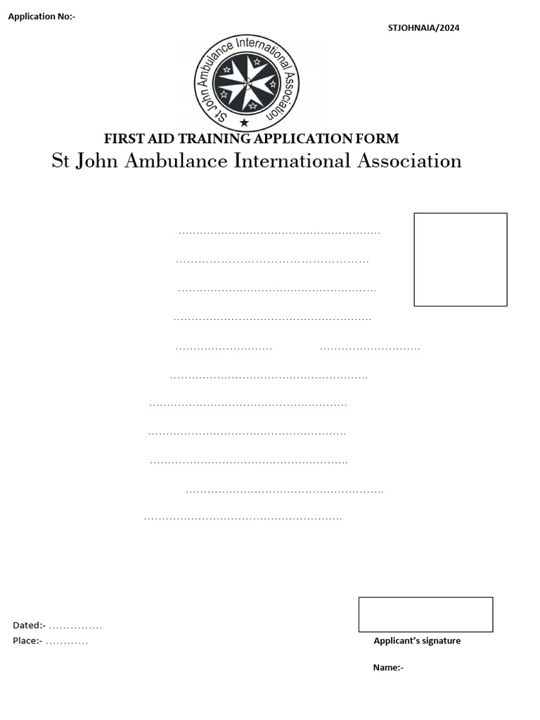 First Aid Training Application Form 4 | PDF