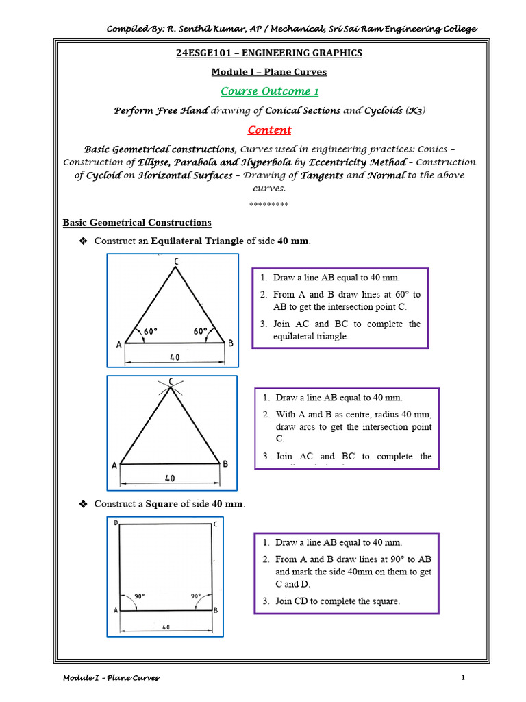 Engineering Curves and Conic Sections | PDF | Euclidean Geometry ...