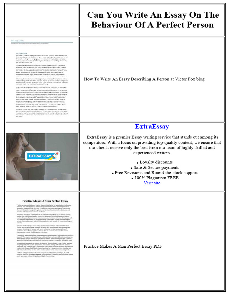 Can You Write an Essay on the Behaviour of a Perfect Person PDF Can You Write an Essay on the Behaviour of a Perfect Person PDF