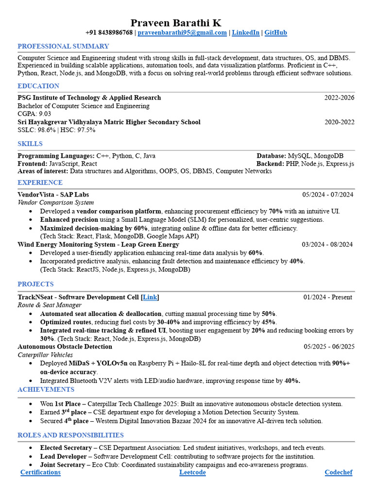 Full-Stack Developer Resume Summary | PDF | Databases | Computer Science