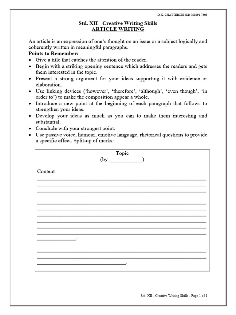 Article Writing Skills for Students | PDF