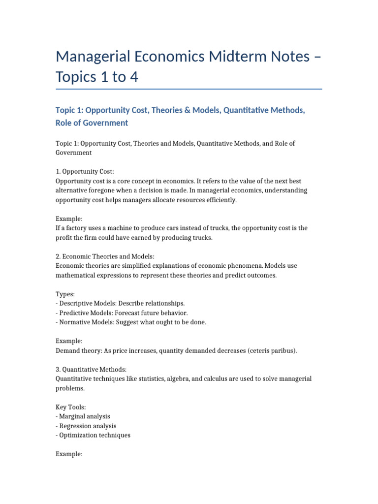 Key Topics in Managerial Economics | PDF | Economics | Demand
