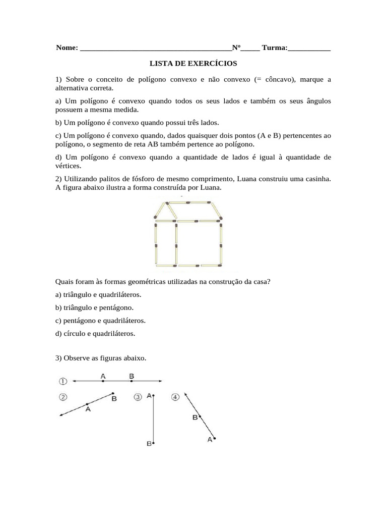 Exercícios sobre Polígonos e Geometria | PDF