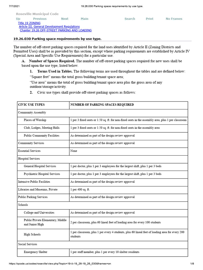 Parking Requirements by Use Type | PDF | Covenant (Law) | Parking
