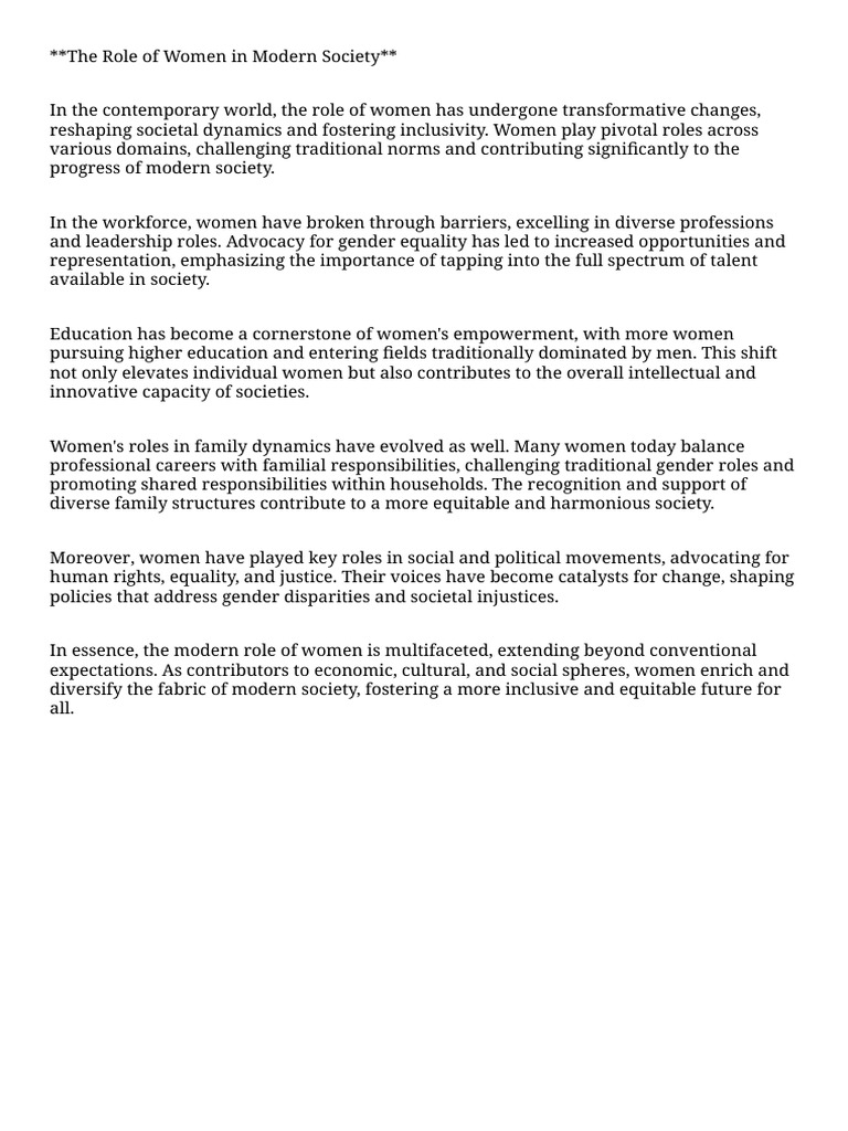 Evolving Gender Roles in Society | PDF