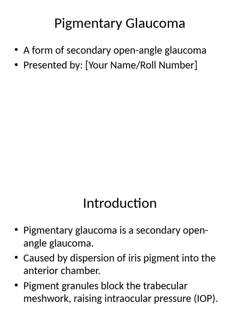Overview of Pigmentary Glaucoma | PDF | Glaucoma | Medical Specialties