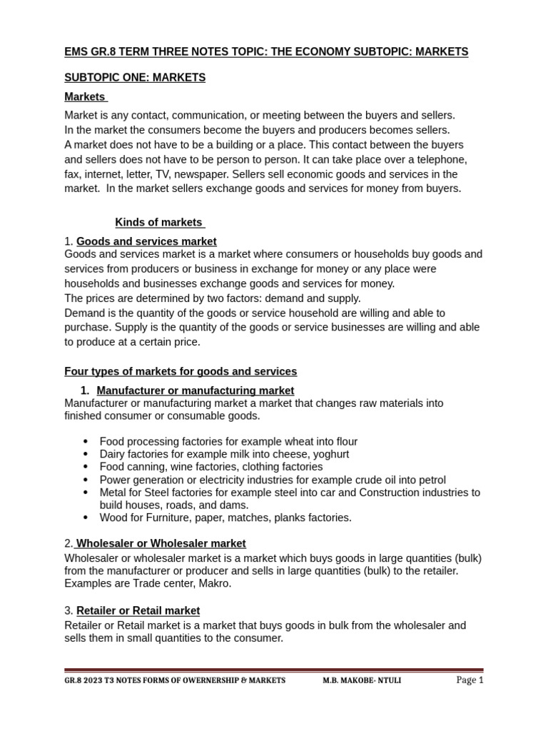 GR.8 2023 T3 Notes - Forms of Ownership Market P2 | PDF | Partnership ...