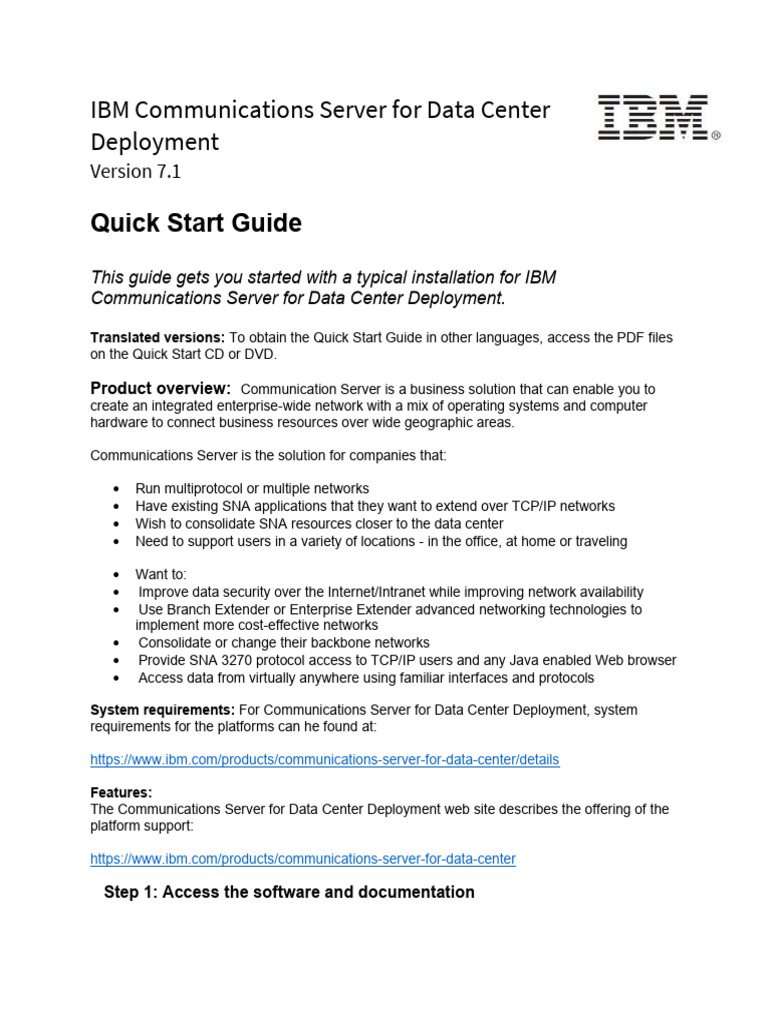 Quick Start for IBM Data Center Server | PDF | Computer Network ...