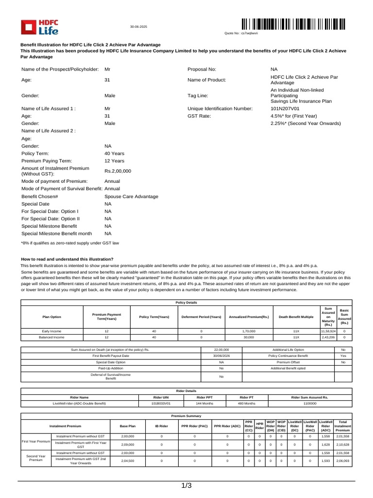 HDFC Life Click 2 Achieve Benefits Guide | PDF | Insurance | Life Insurance
