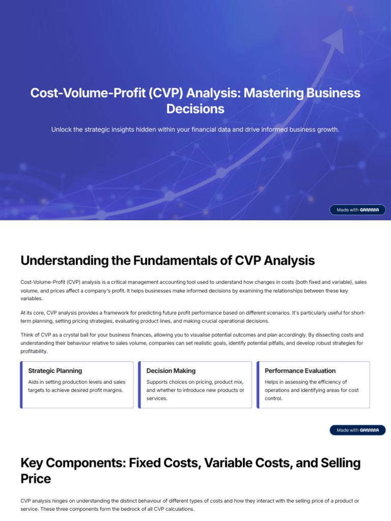 CVP Analysis for Strategic Business Growth | PDF | Profit (Economics ...