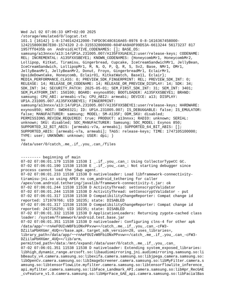 Android Logcat Debugging Report | PDF | Tablet Computer | Embedded ...