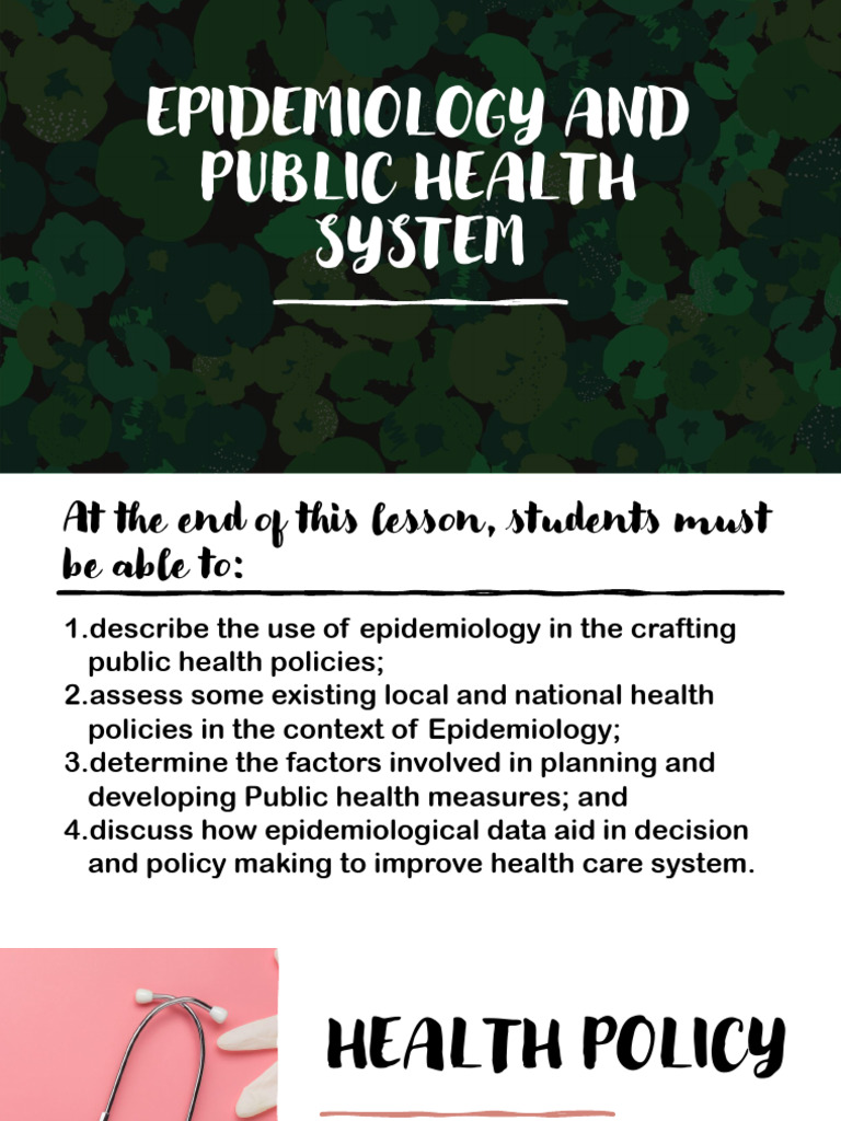 Epidemiology and Public Health System | PDF | Policy | Public Health