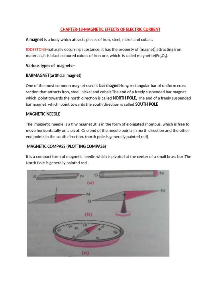 Magnetic Effects of Electric Current | PDF | Magnet | Magnetic Field