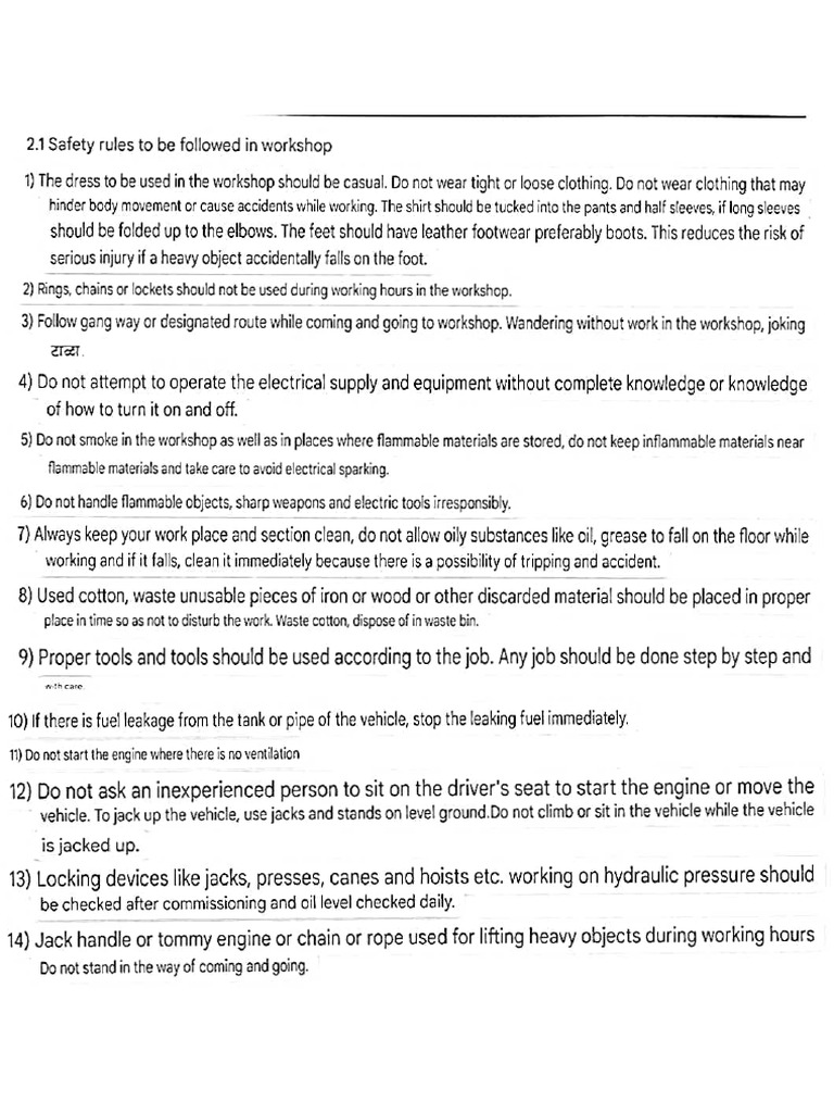Workshop Safety Rules (2) | PDF