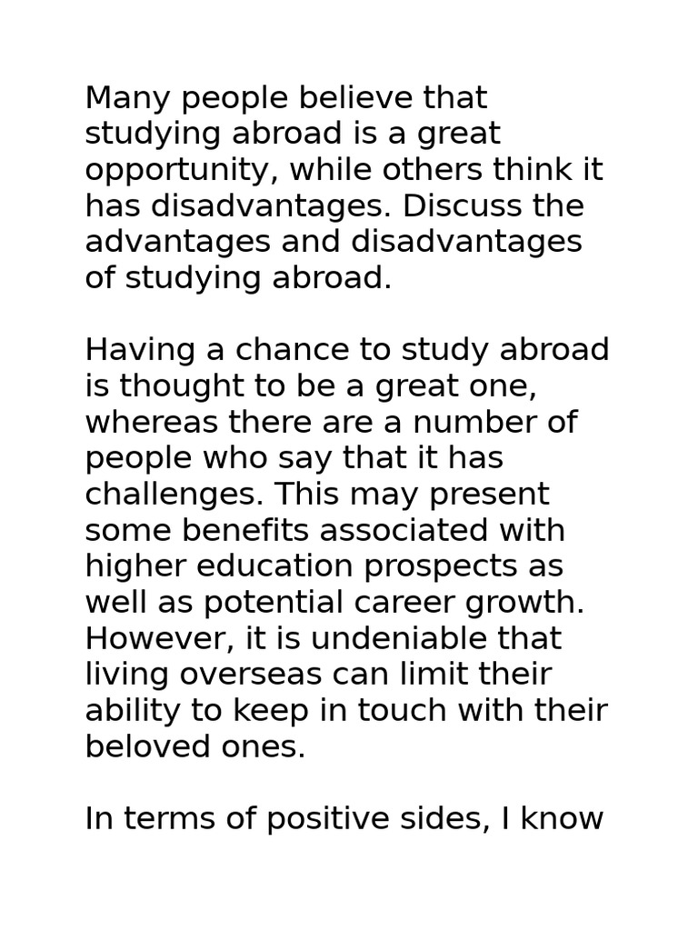 Many People Believe That Studying Abroad Is A Great Opportunity | PDF